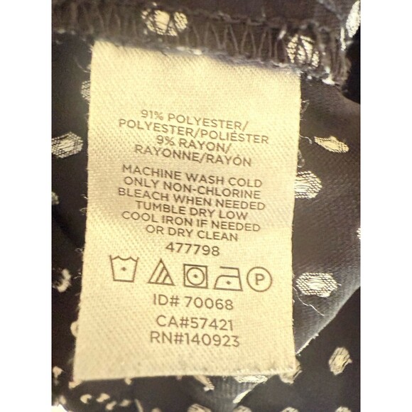 Loft Black/ White Chiffon 3/4 Sleeve Top Sz Large - Picture 8 of 8